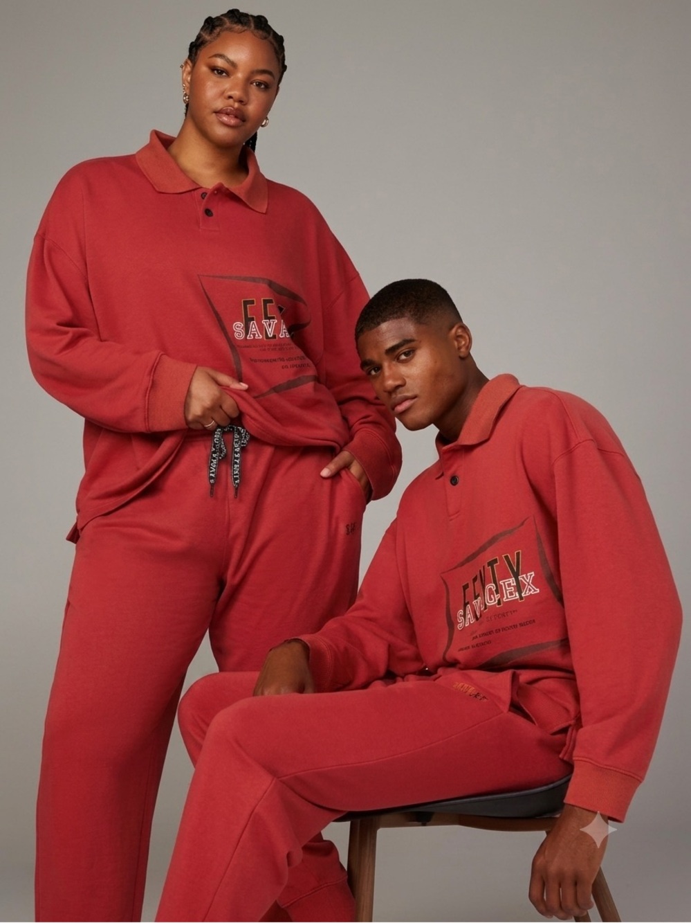 Savage x Fenty Xssential Terry Collection Polo Sweater & Sweatpants Size XL